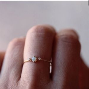Dainty boho rose gold opal ring